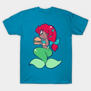 Mermaid Eating a Burger T-Shirt